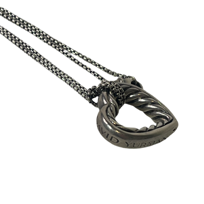 David Yurman Sterling Silver Cable Heart Pendant Necklace
