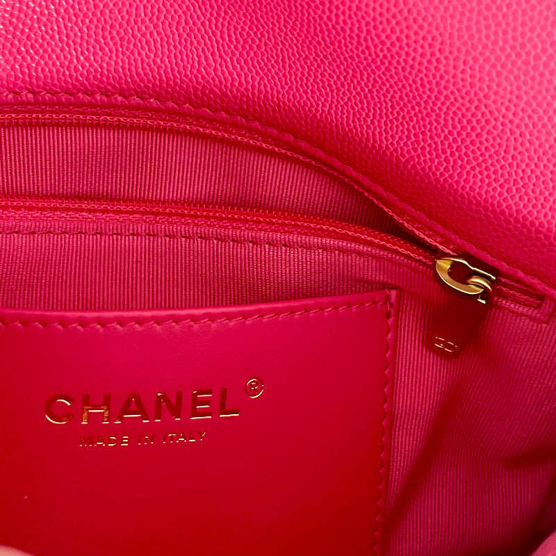 Authentic Chanel Rose Pink Shiny Caviar Leather Crossbody Flap Bag 2024