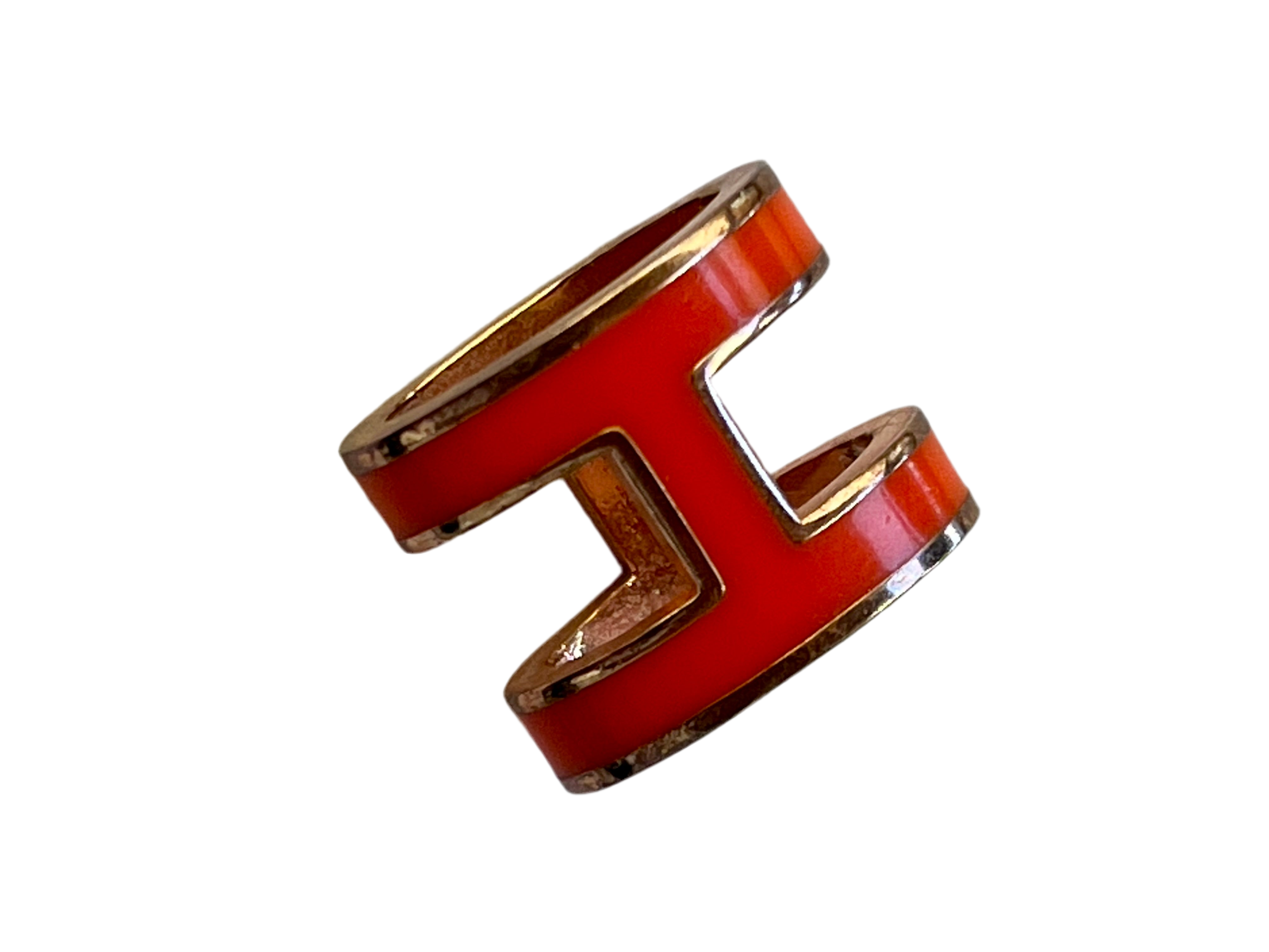 Hermes Pop H Orange Enamel Pendant Rose Gold Plated – Luxica