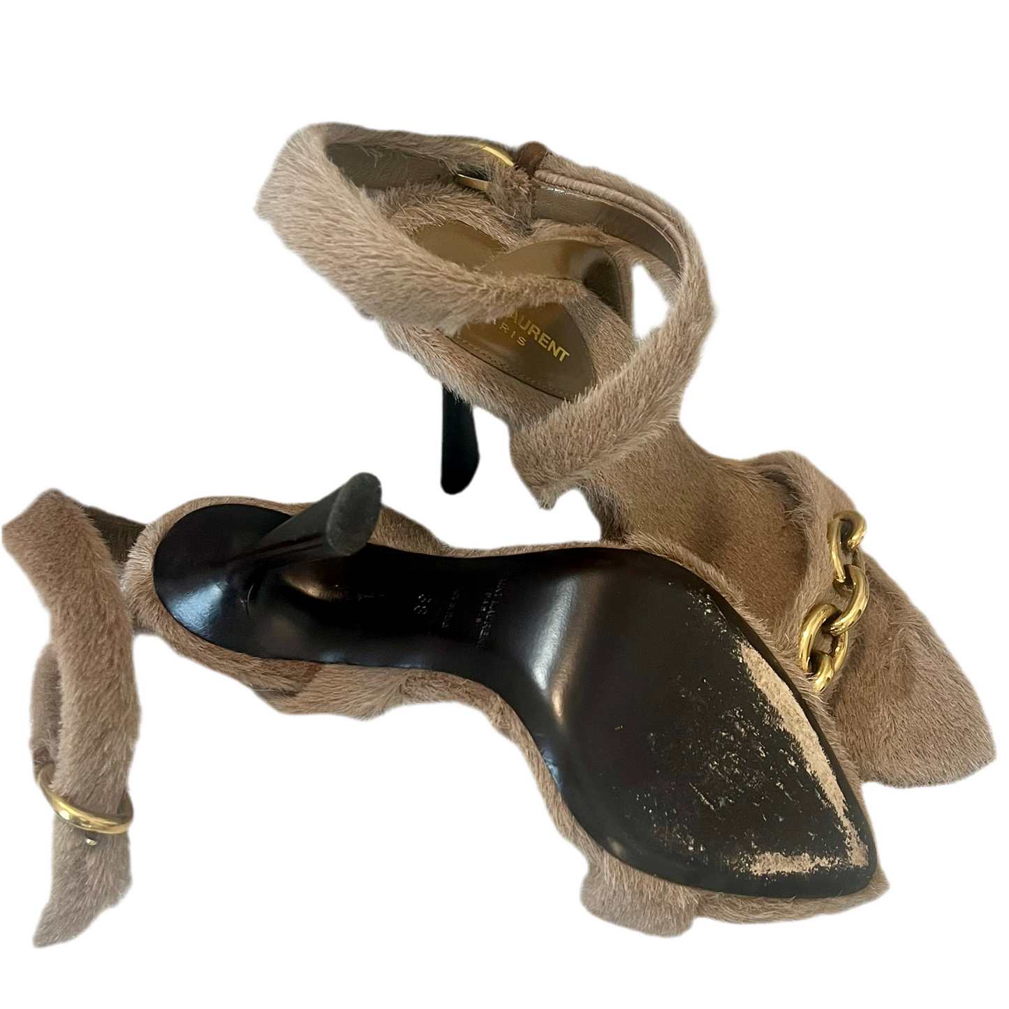 Saint Laurent Paris Fur High Heels 38