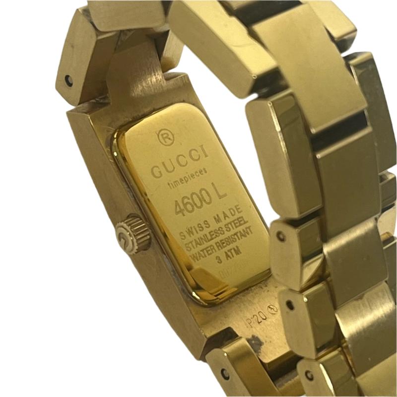 Gucci 4600L Series White Dial Stainless Steel Gold Tone Rectangle Women's Watch