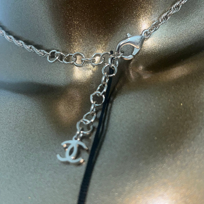 Authentic Chanel CC Logo Strass Crystal Necklace 25S