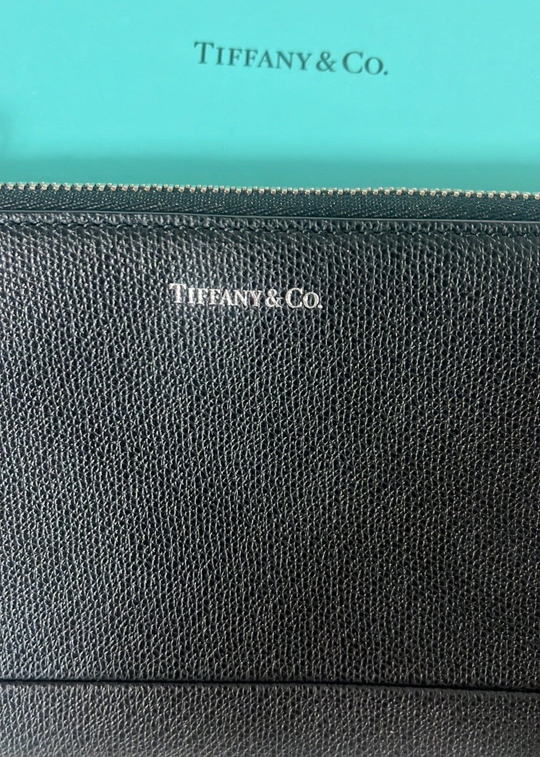 Tiffany Black Leather Large Zip Around Wallet