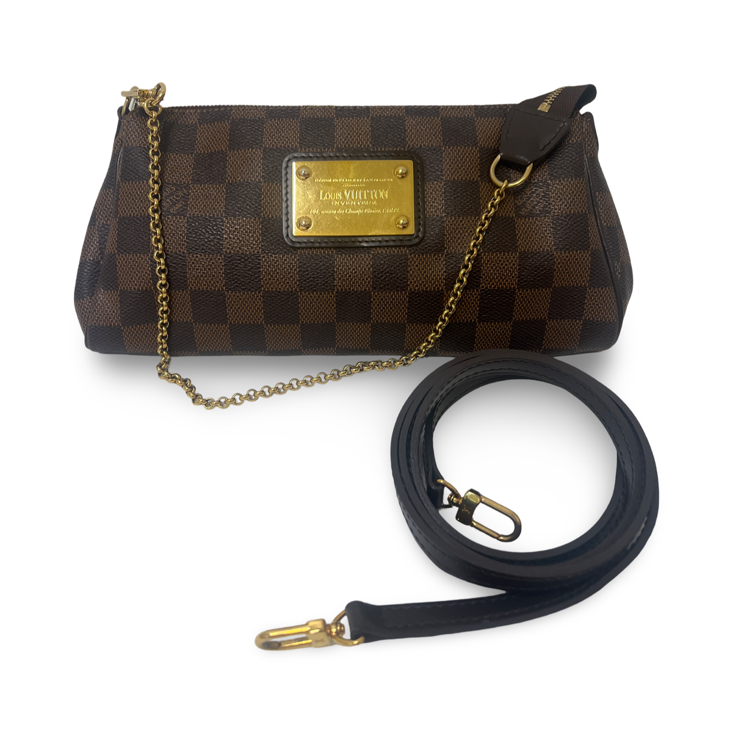 Louis Vuitton Damier Ebene Eva Clutch Crossbody Bag