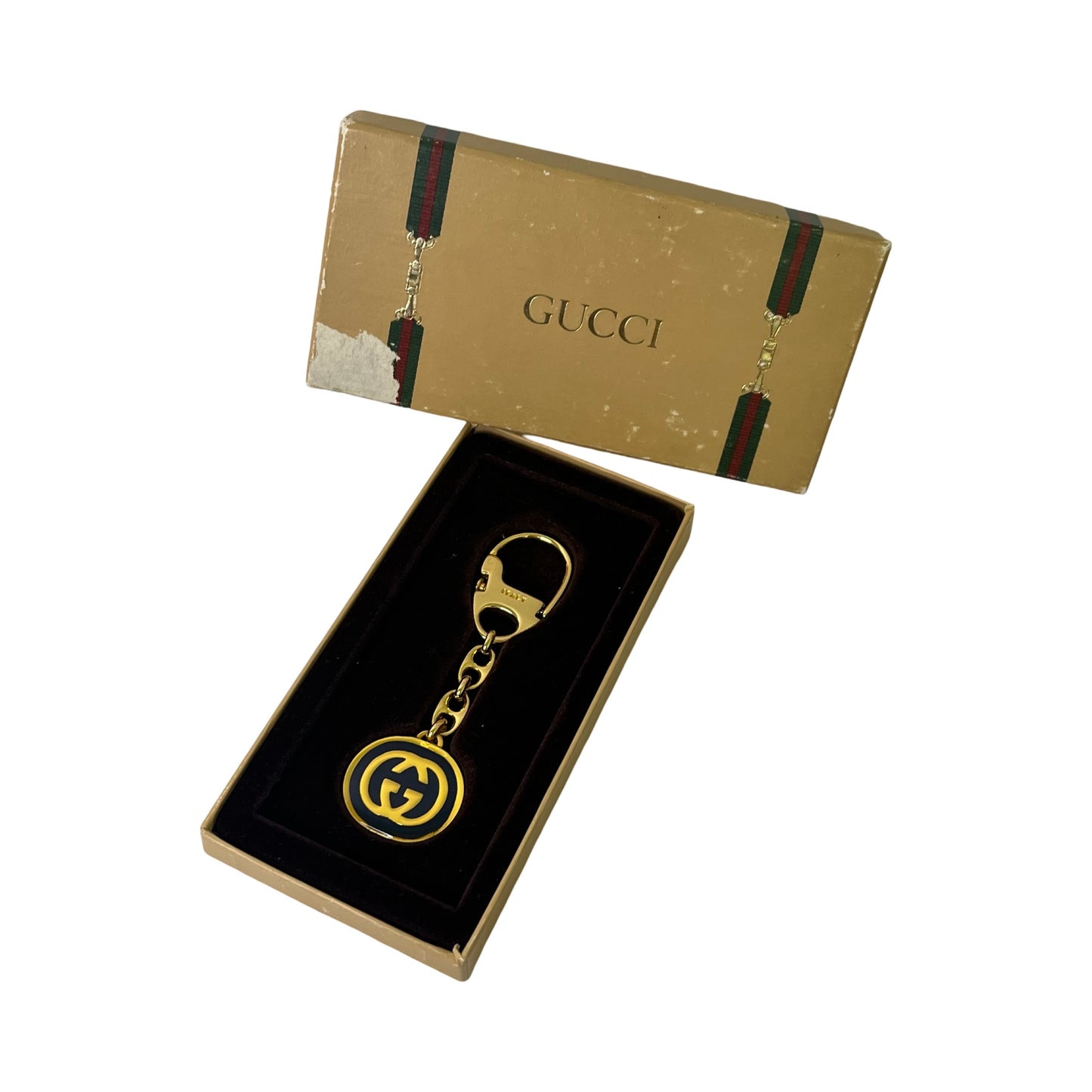 Vintage Gucci Gold & Navy Key Chain