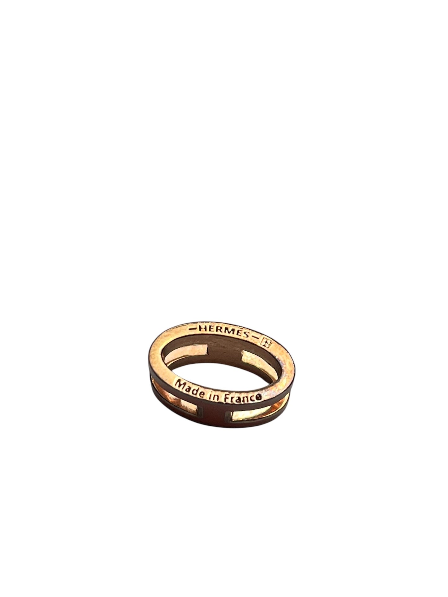 Hermes Pop H Orange Enamel Pendant Rose Gold Plated