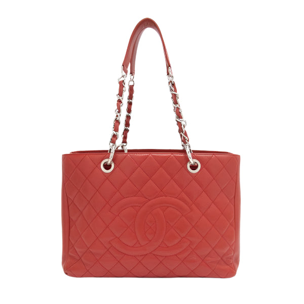 Chanel Red Caviar Leather Grand Shopping Tote