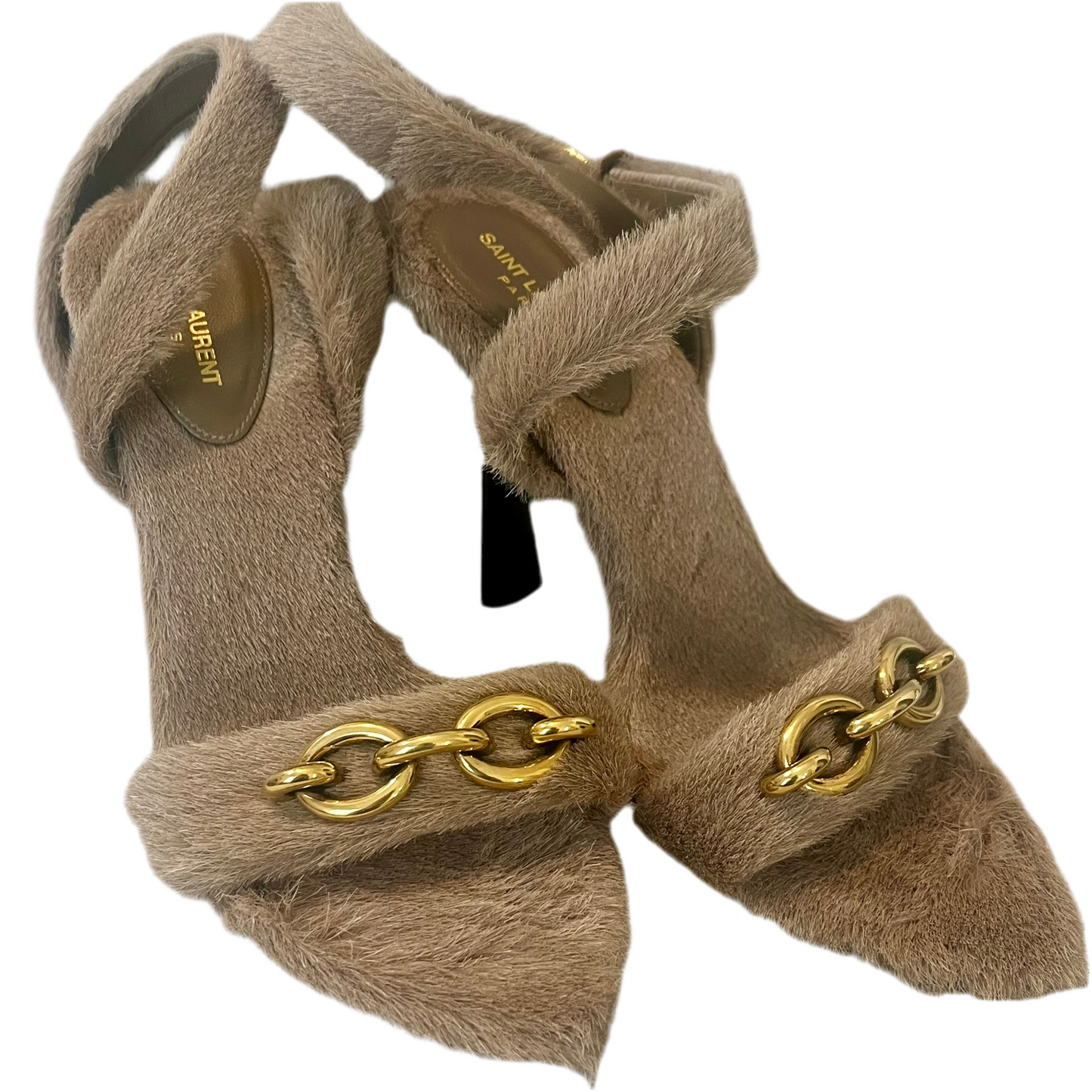 Saint Laurent Paris Fur High Heels 38