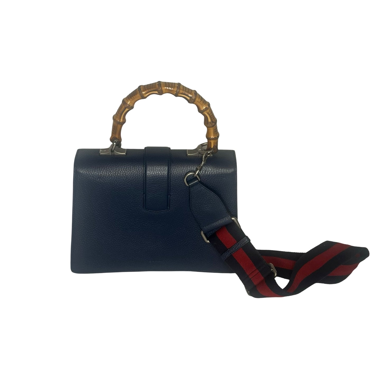 Gucci Calfskin Medium Web Dionysus Bamboo Top Handle Blue Montana Sapphire Crystal Handbag