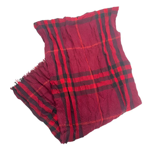 Burberry Burgundy Plaid Printed Scarf