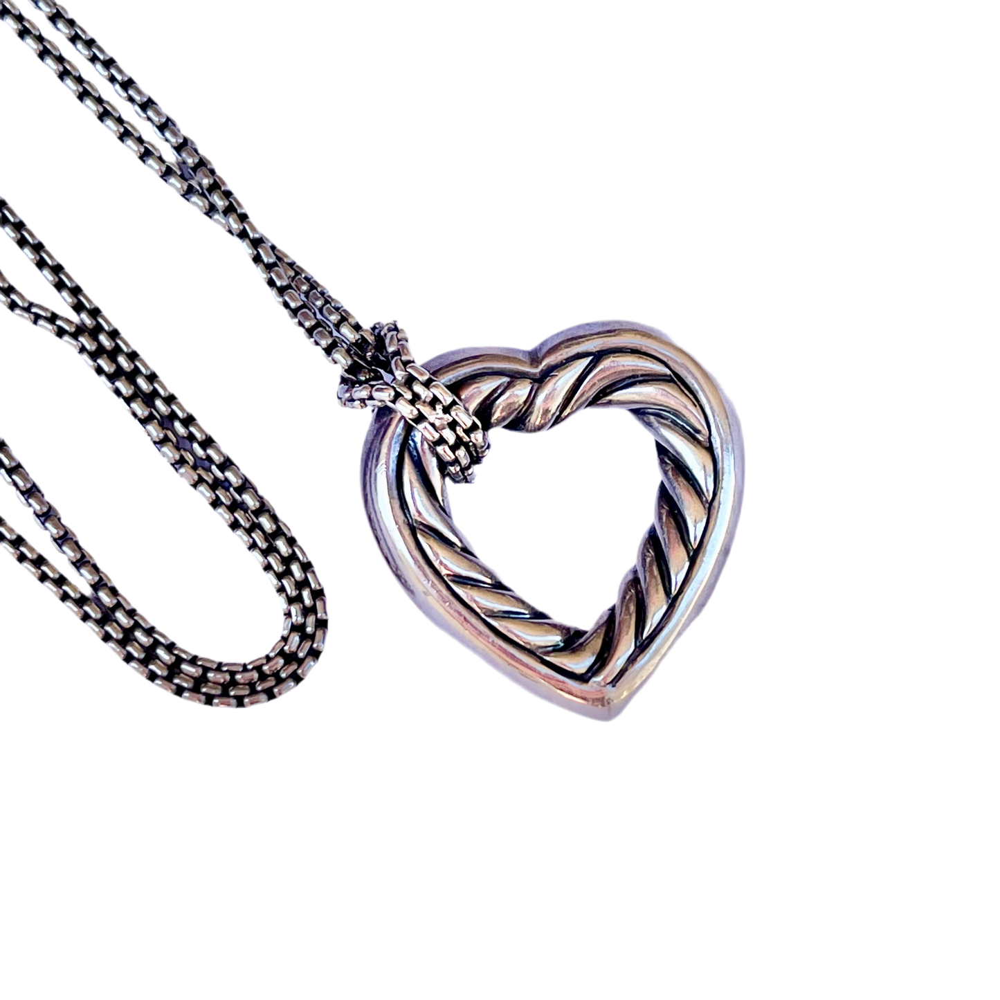 David Yurman Sterling Silver Cable Heart Pendant Necklace