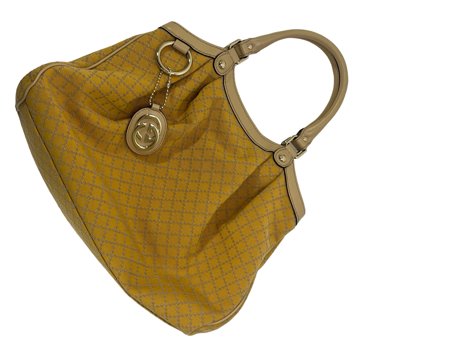 Gucci Yellow Denim Diamante Sukey Medium Shoulder Bag