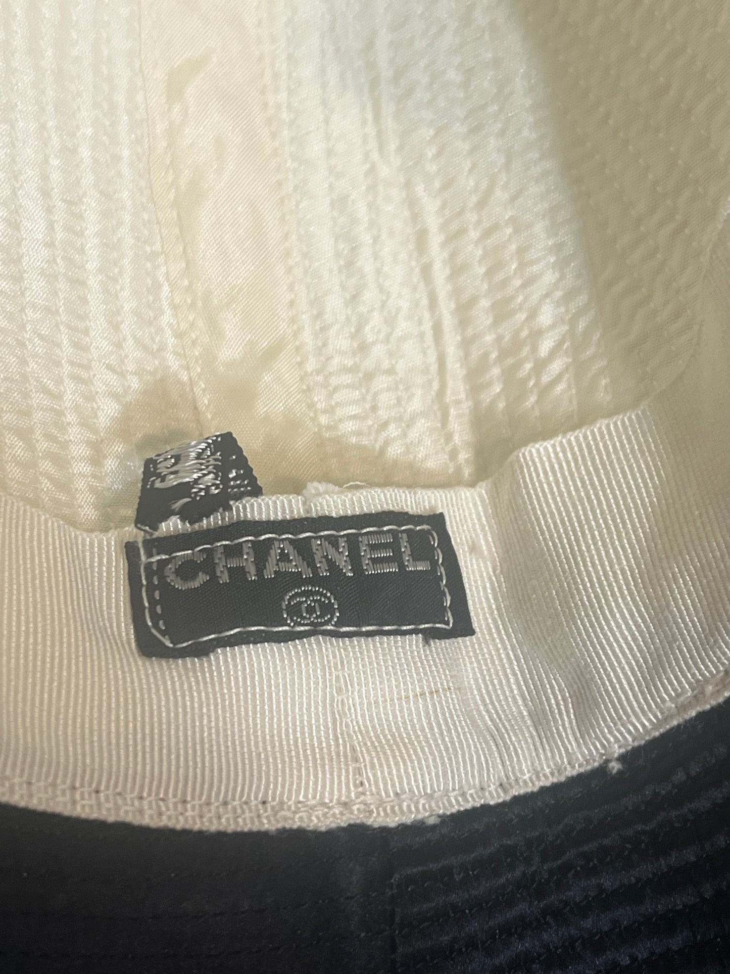 Vintage Chanel White & Black  Bucket Hat France