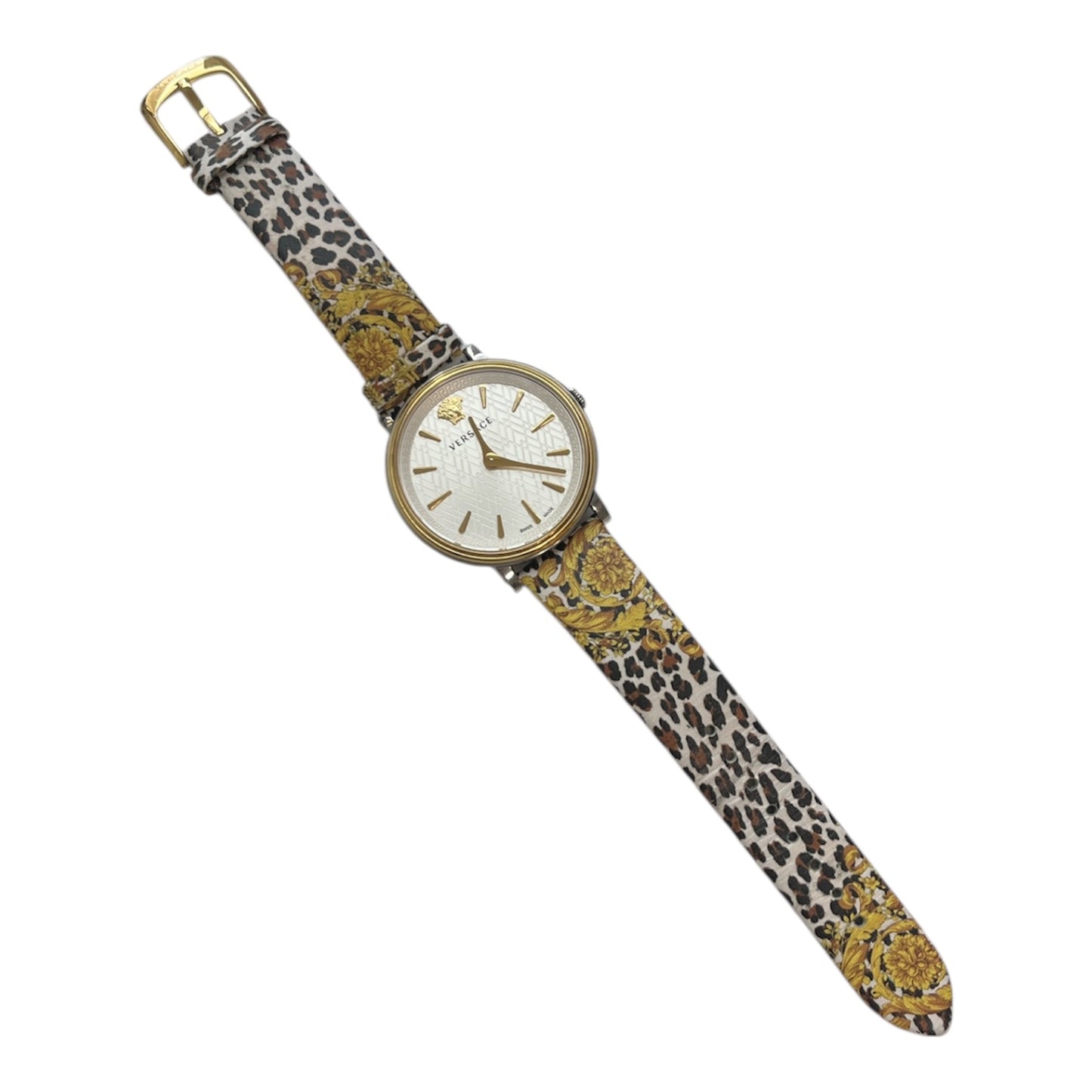 Authentic Women's Versace V-Circle Watch (The Manifesto Edition) Leopard Leather