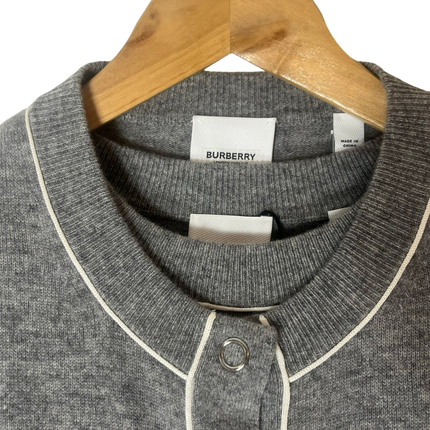 Burberry Gray Cashmere Cardigan Sweater Set