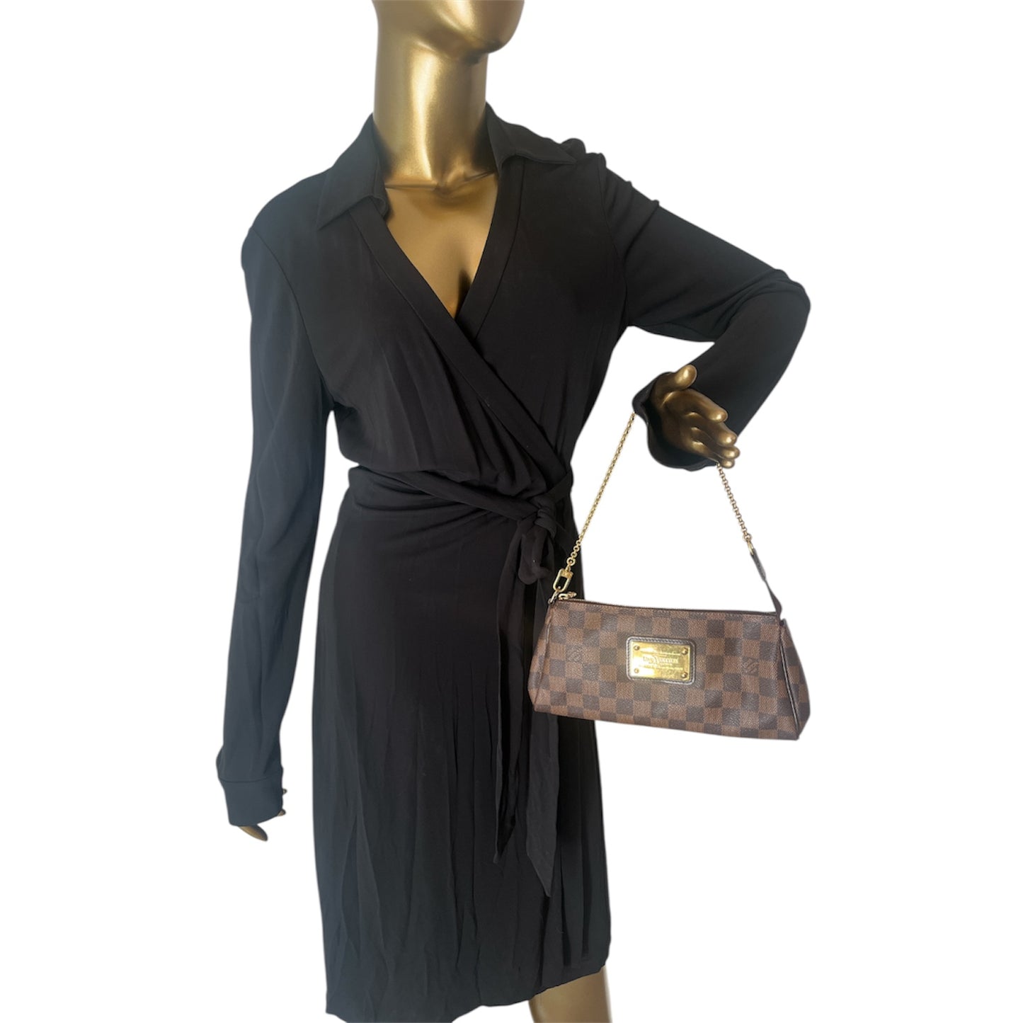 Louis Vuitton Damier Ebene Eva Clutch Crossbody Bag