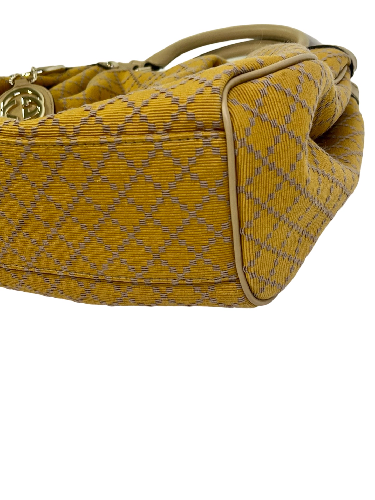 Gucci Yellow Denim Diamante Sukey Medium Shoulder Bag