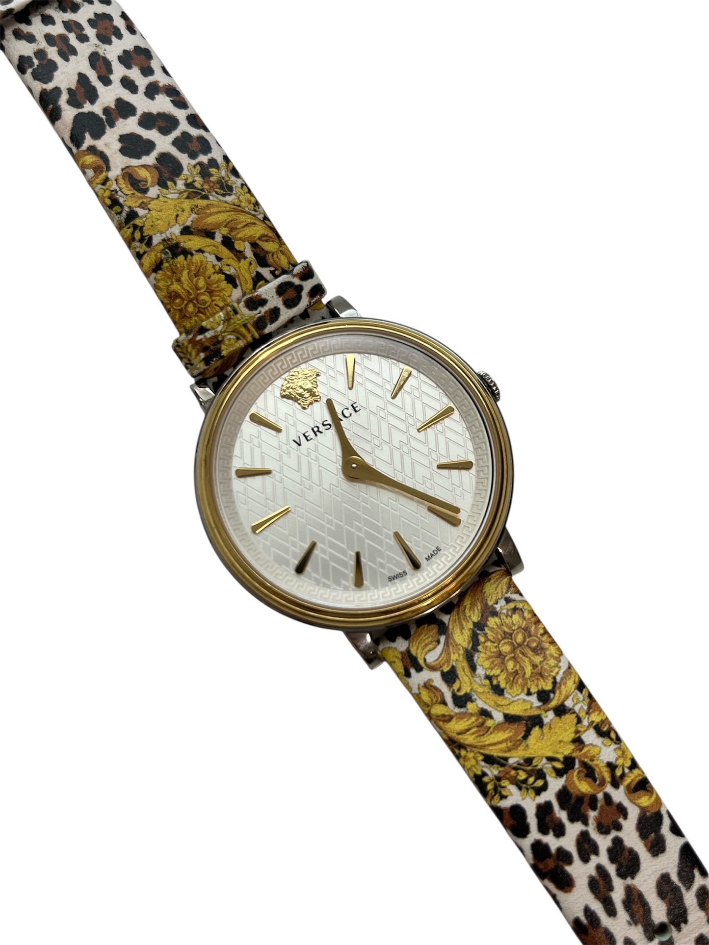 Authentic Women's Versace V-Circle Watch (The Manifesto Edition) Leopard Leather