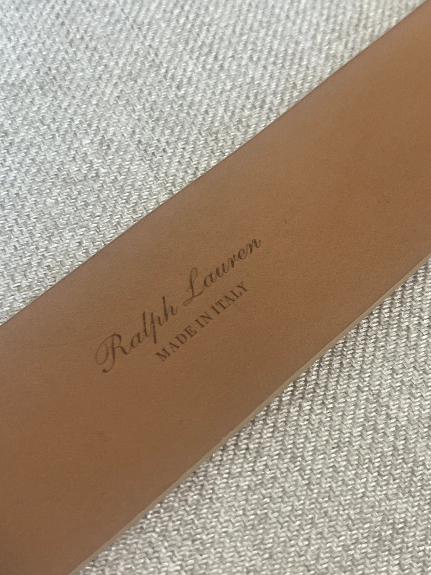 Ralph Lauren Fawn Light Beige Wide Leather Logo Belt NWT Small