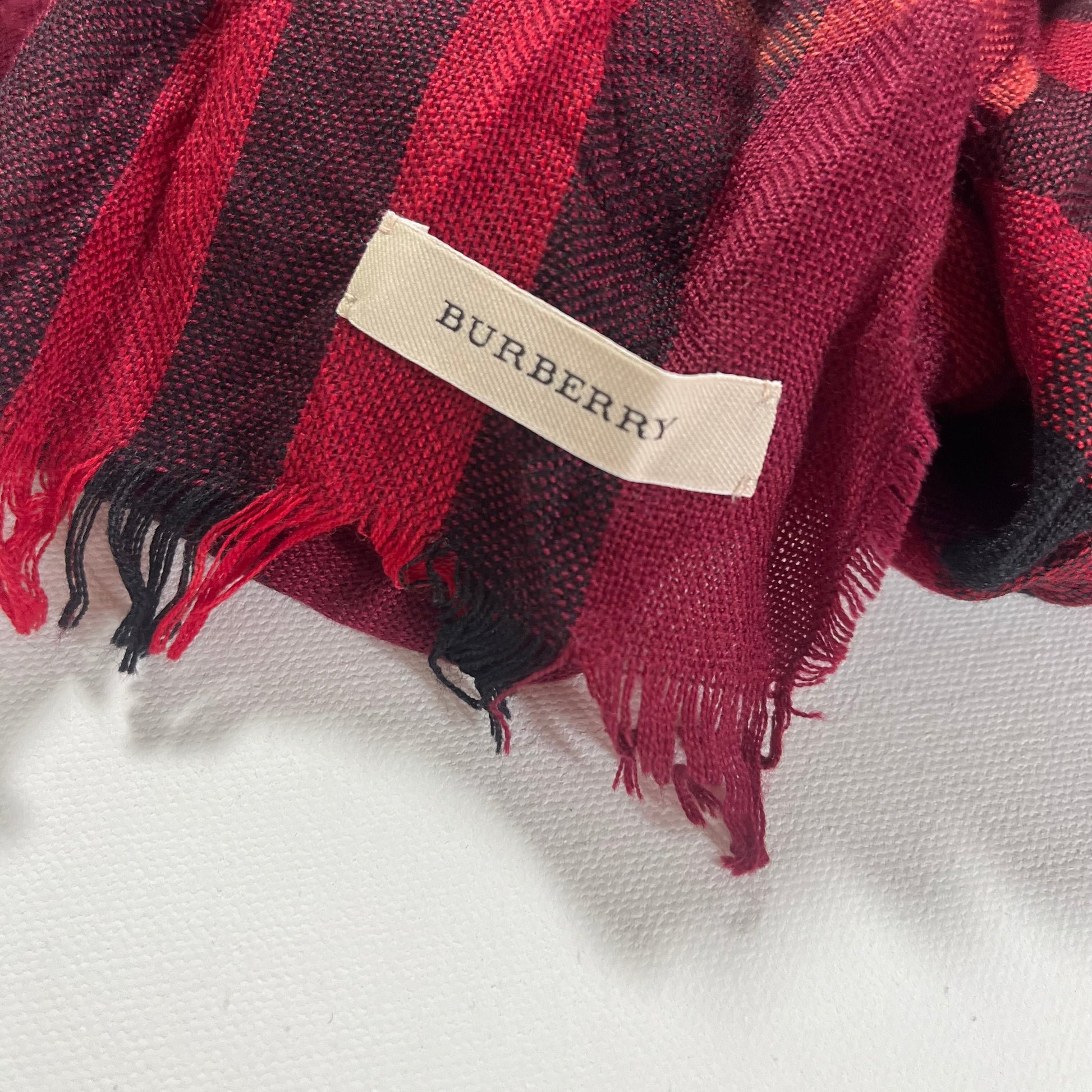 Burberry Burgundy Plaid Printed Scarf&nbsp;