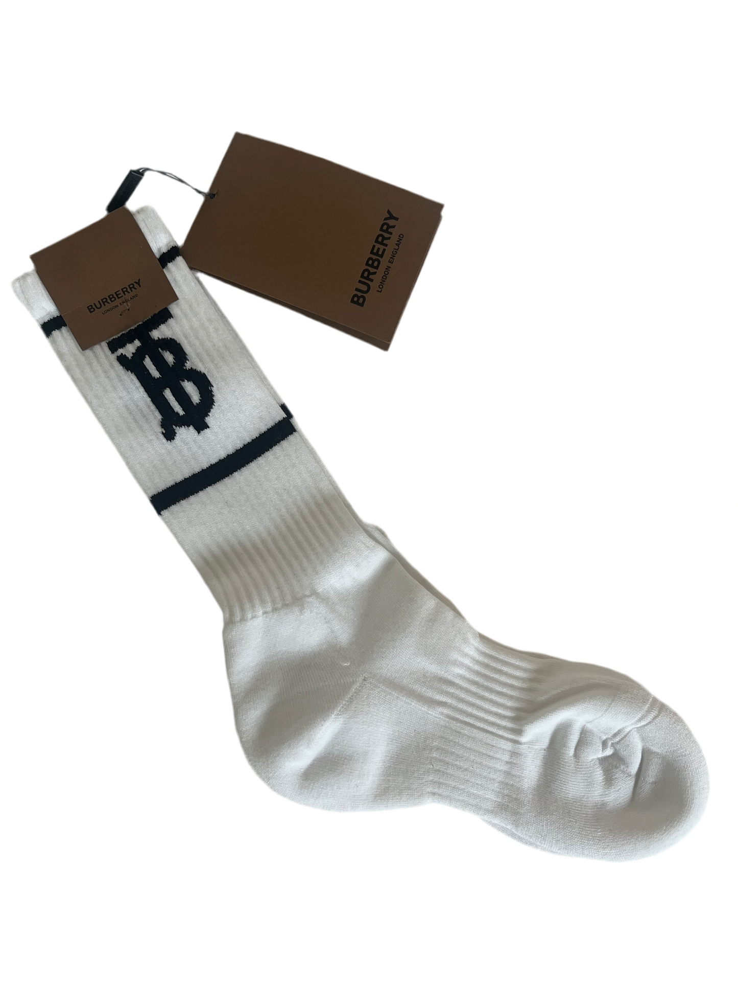 Burberry White TB Monogram Socks w/ Tags