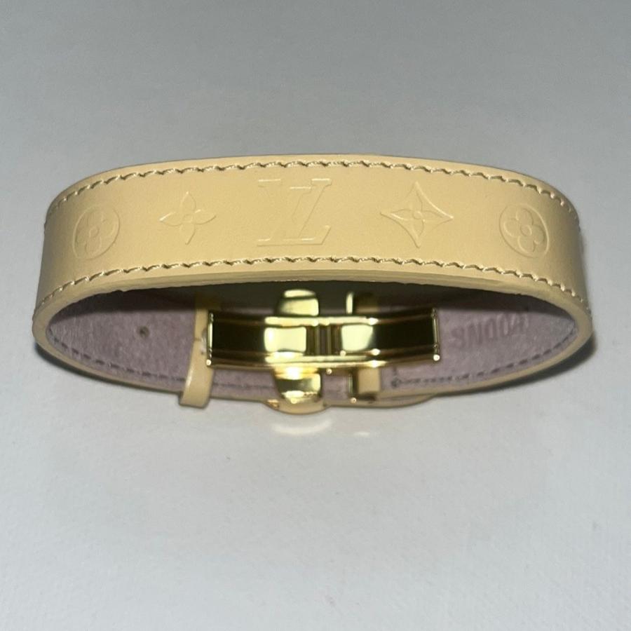 Louis Vuitton Vintage Beige Leather Monogram Wish Bracelet