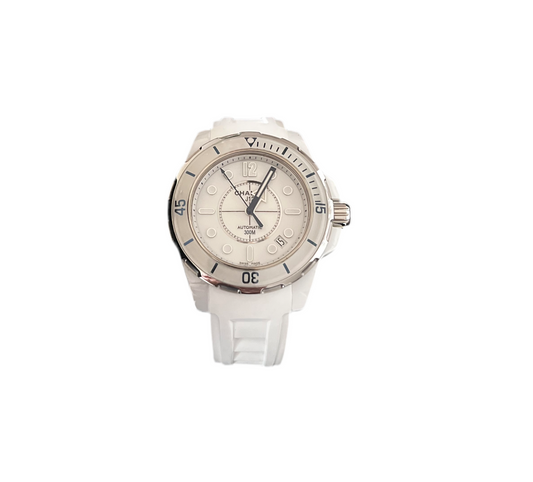 Chanel J12 Marine Watch White 38mm Ceramic Rubber Strap