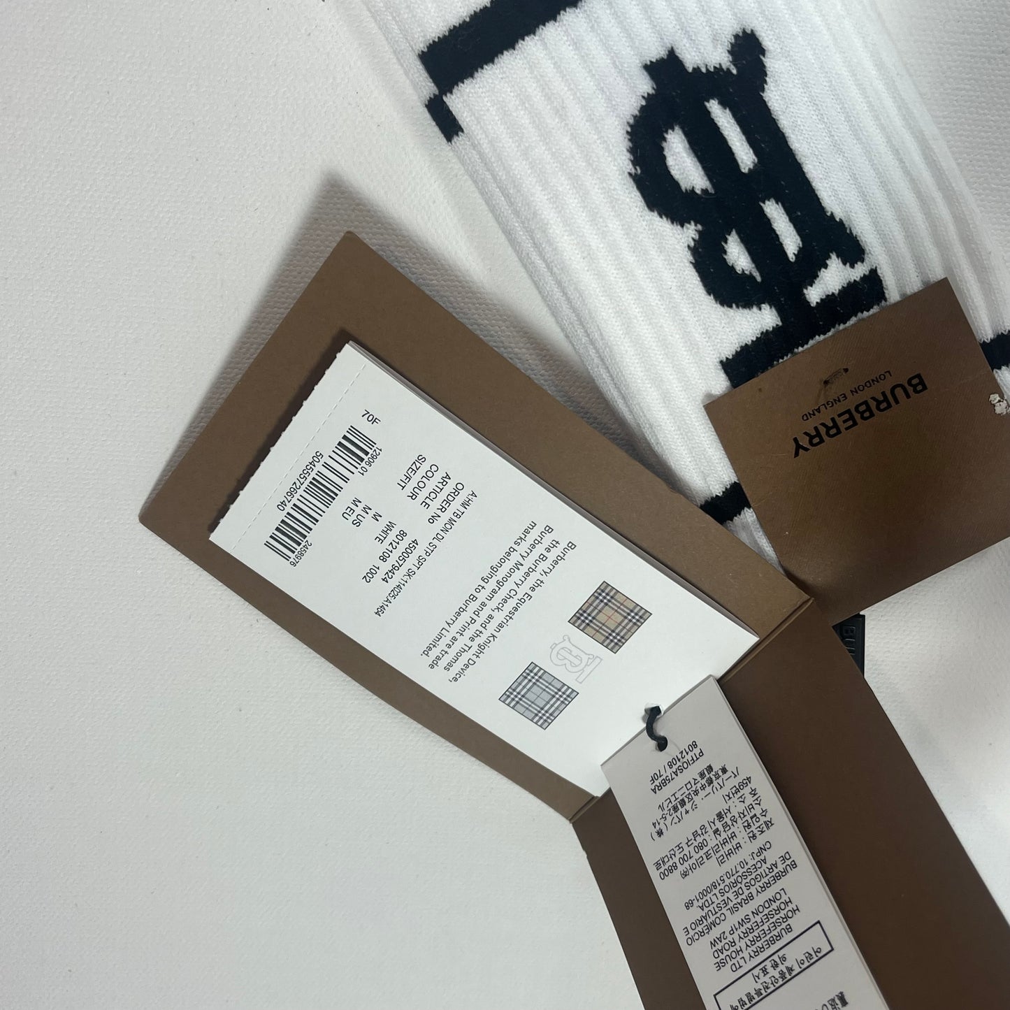 Burberry White TB Monogram Socks w/ Tags