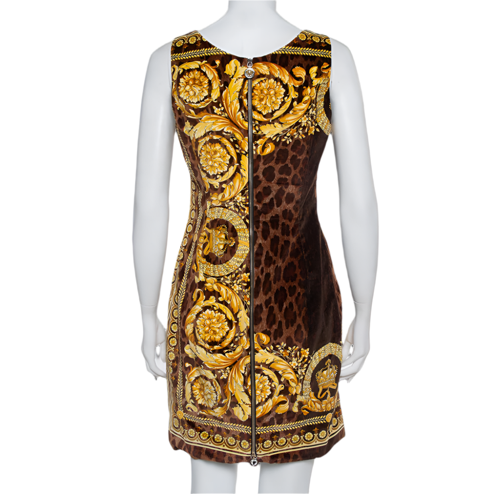 Versace Mixed-Print Velvet Dress Size 38