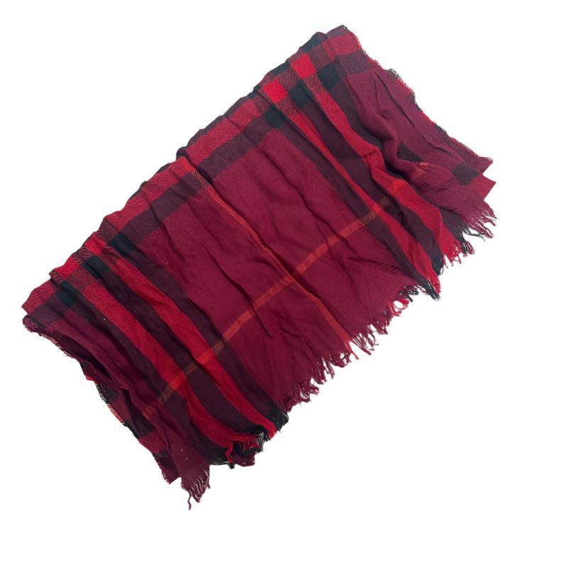 Burberry Burgundy Plaid Printed Scarf&nbsp;