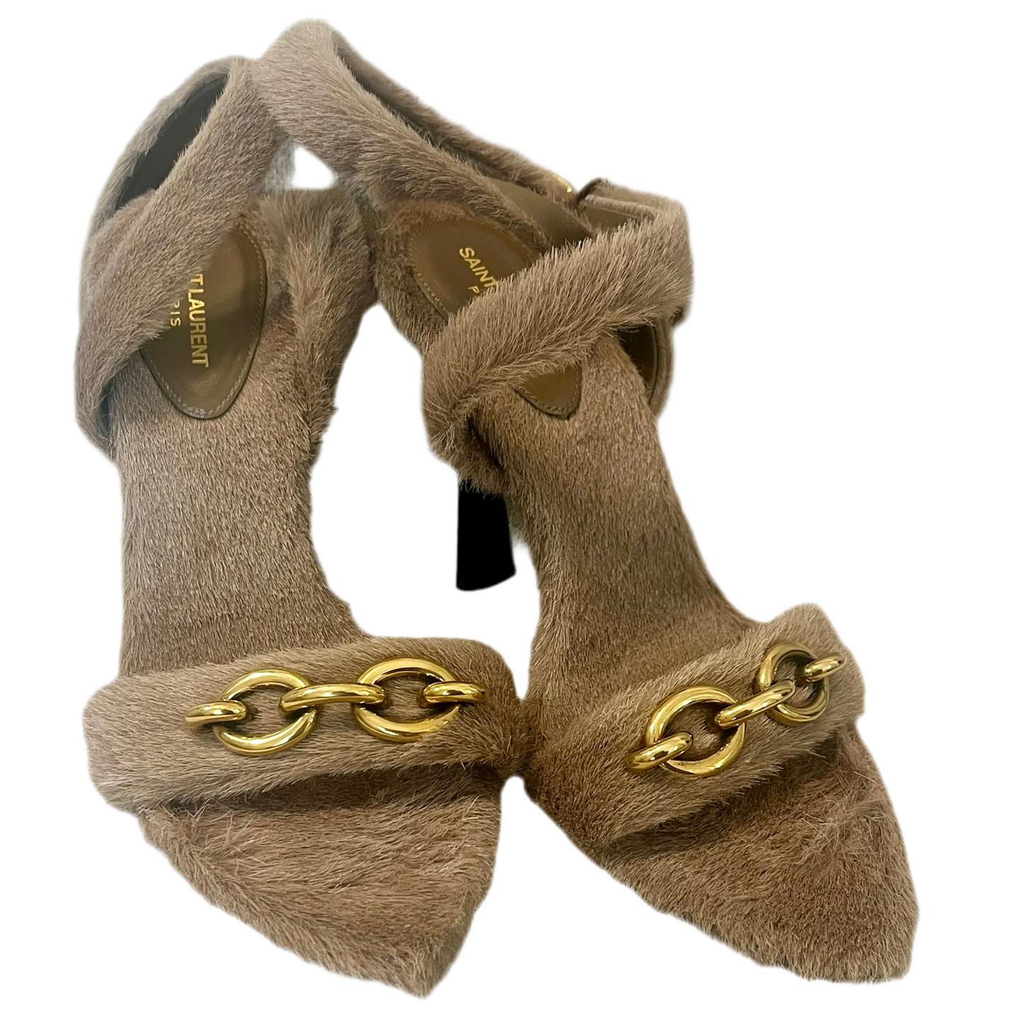 Saint Laurent Paris Fur High Heels 38