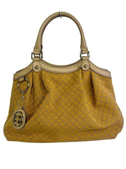 Gucci Yellow Denim Diamante Sukey Medium Shoulder Bag