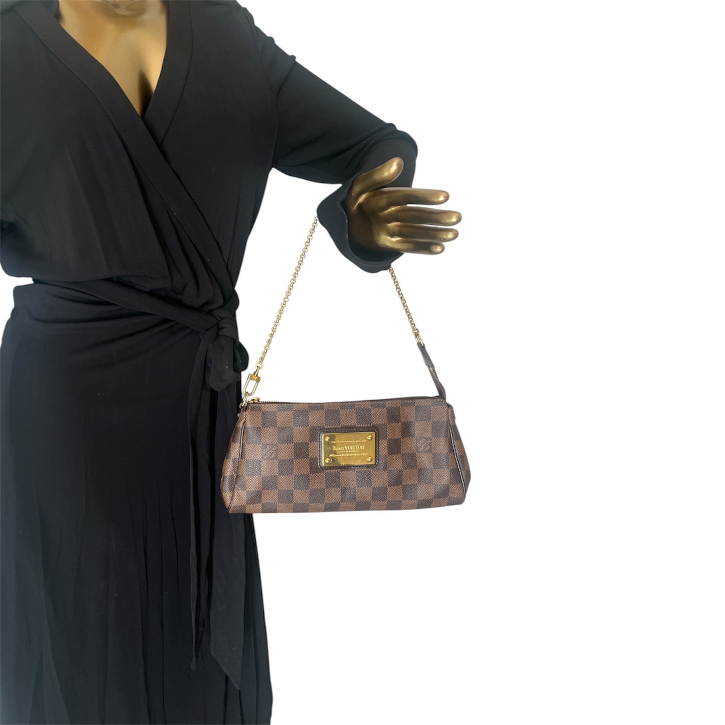 Louis Vuitton Damier Ebene Eva Clutch Crossbody Bag