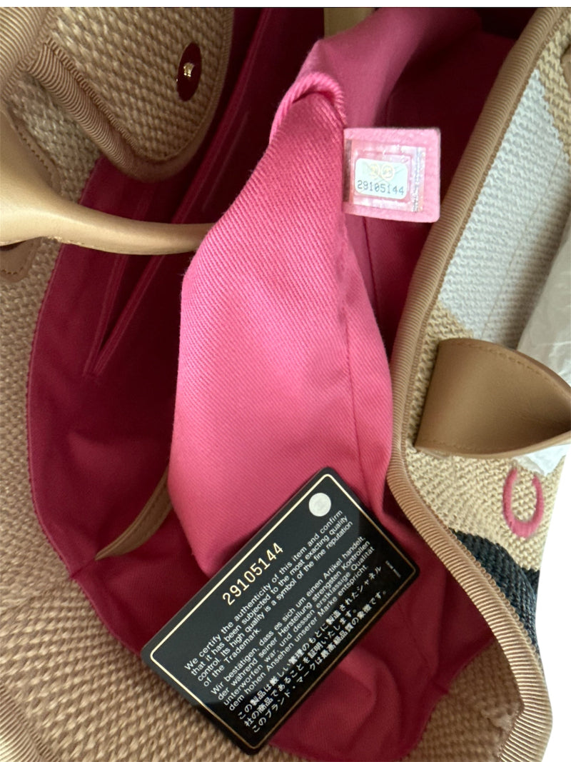 Authentic Chanel Striped Large Deauville Shopping Tote