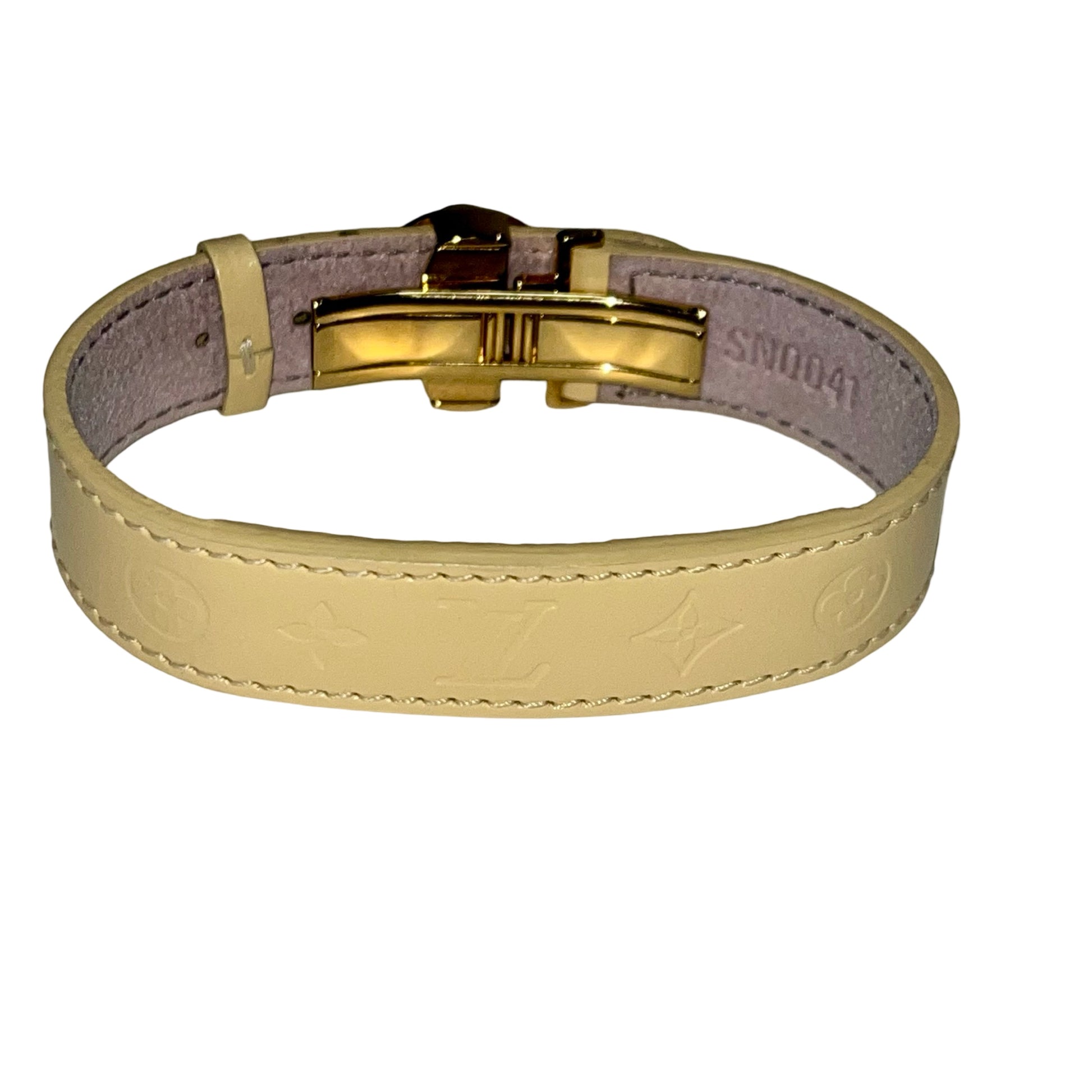 Louis Vuitton Vintage Beige Leather Monogram Wish Bracelet