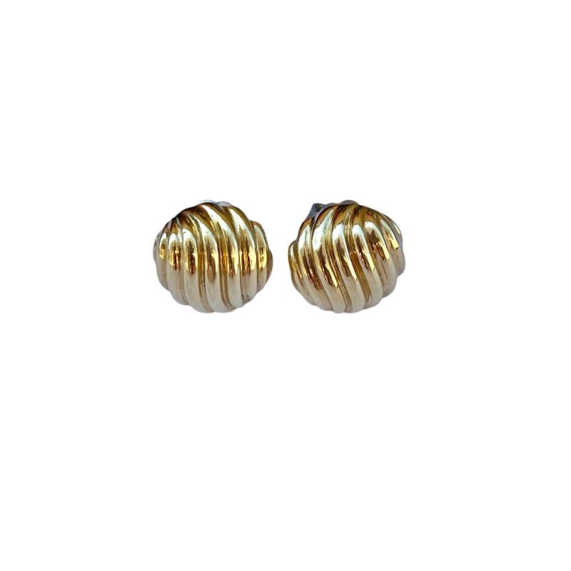 David Yurman Yellow Gold Sculpted Cable Stud Earrings