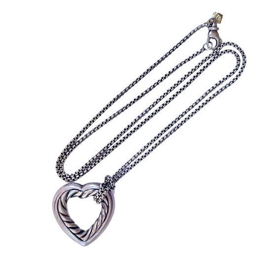 David Yurman Sterling Silver Cable Heart Pendant Necklace