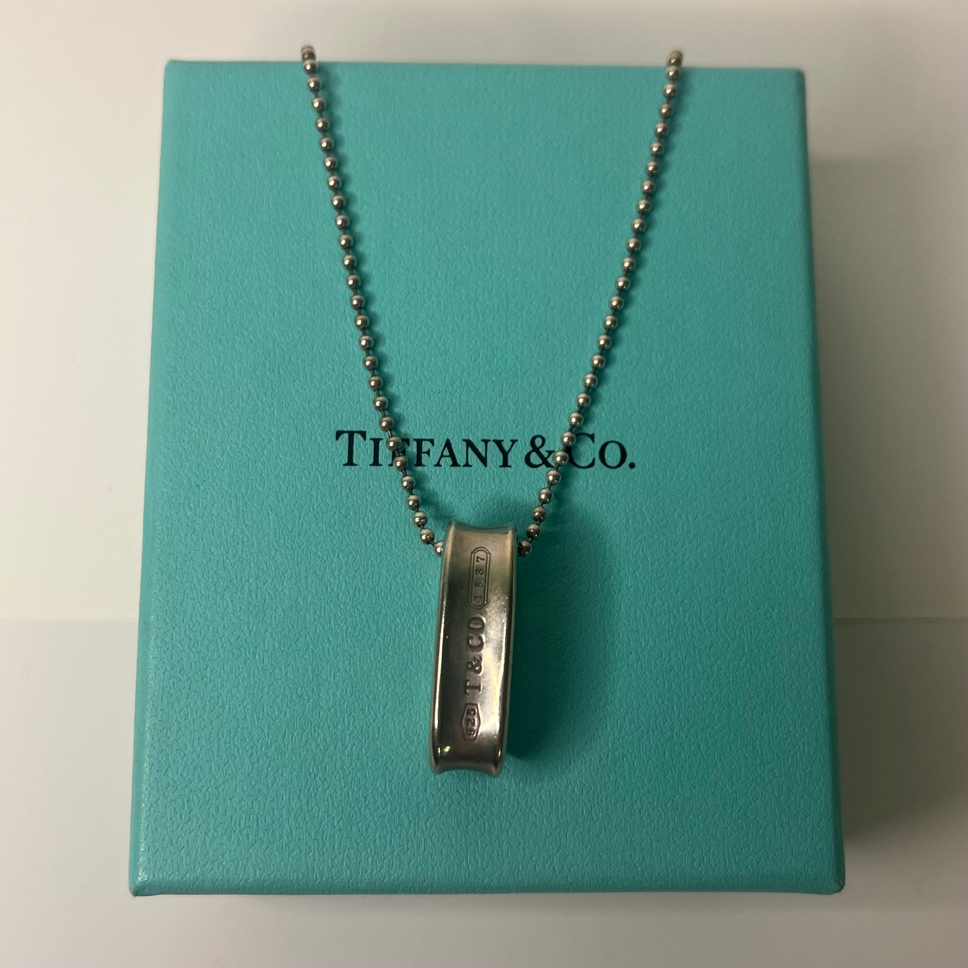 Tiffany & Co 1837 Oval Loop Ring Pendant Necklace 18" Sterling Silver