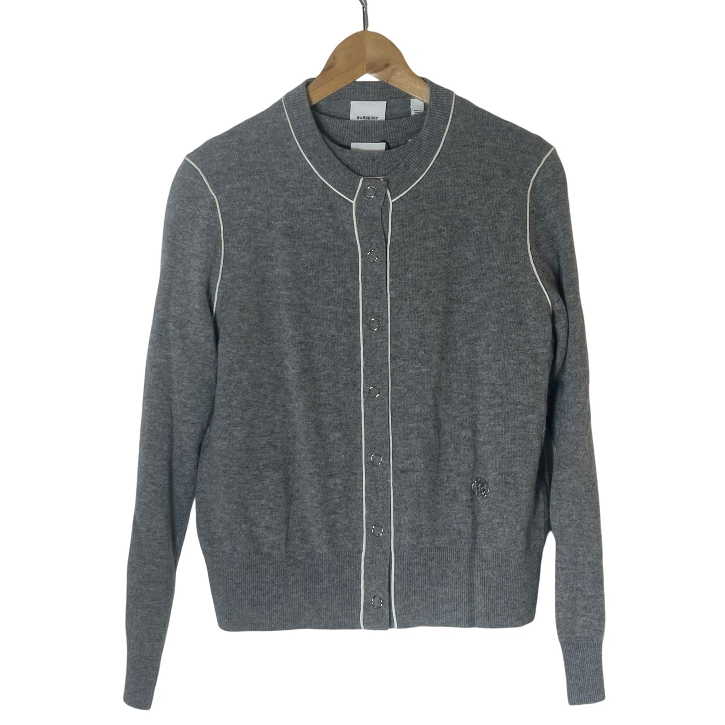 Burberry Gray Cashmere Cardigan Sweater Set