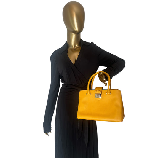 Jimmy Choo Yellow Leather Top Handle Bag