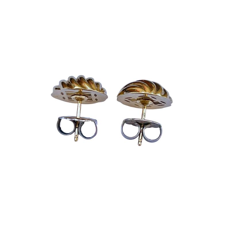 David Yurman Yellow Gold Sculpted Cable Stud Earrings