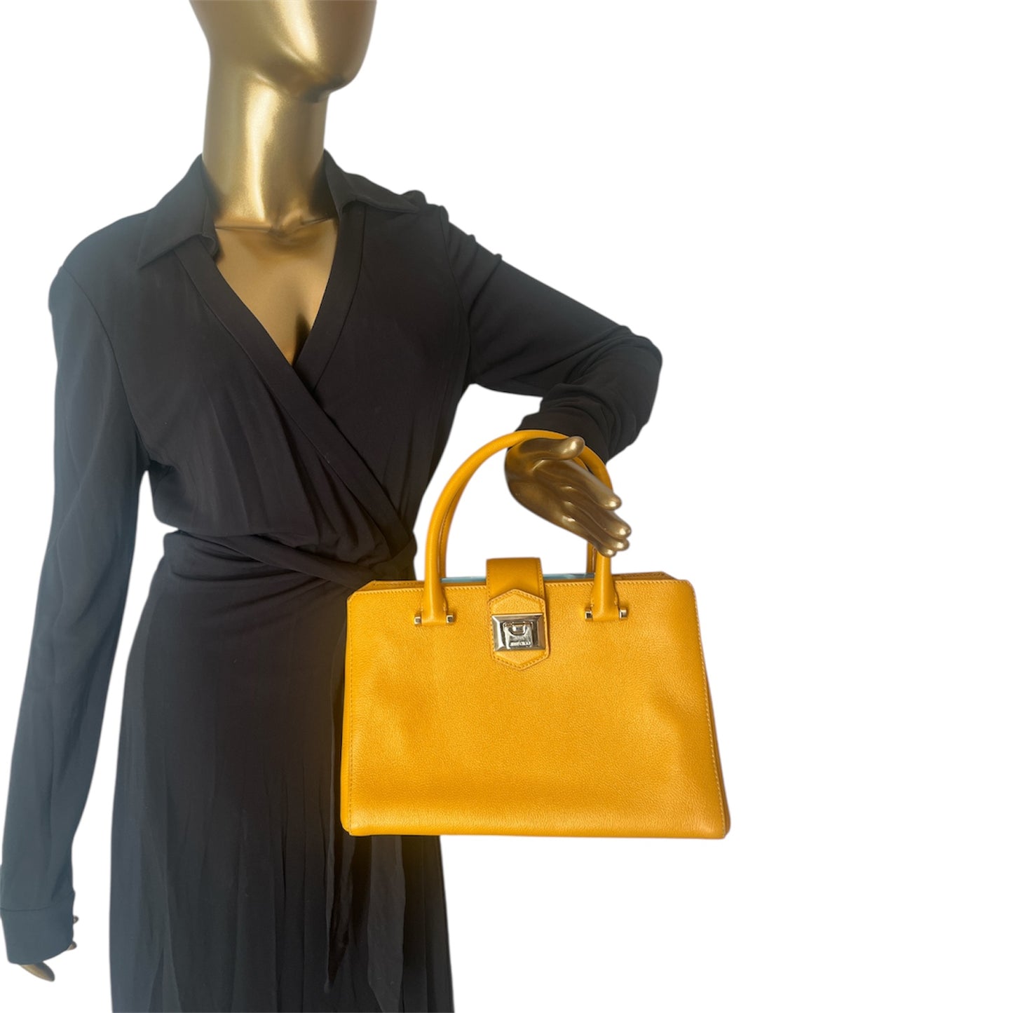 Jimmy Choo Yellow Leather Top Handle Bag