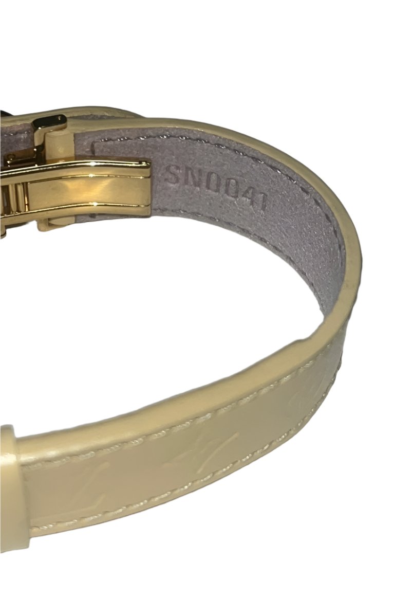 Louis Vuitton Vintage Beige Leather Monogram Wish Bracelet