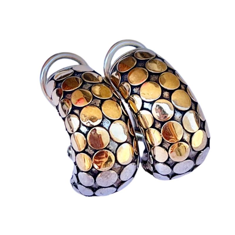 David Yurman Two Tone Sterling Silver Gold Earrings