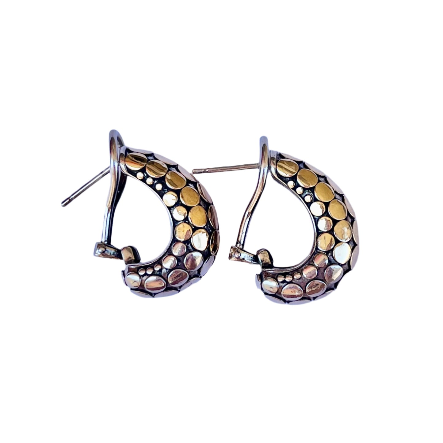 David Yurman Two Tone Sterling Silver Gold Earrings