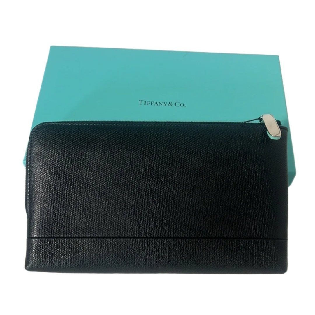 Tiffany Black Leather Large Zip Around Wallet