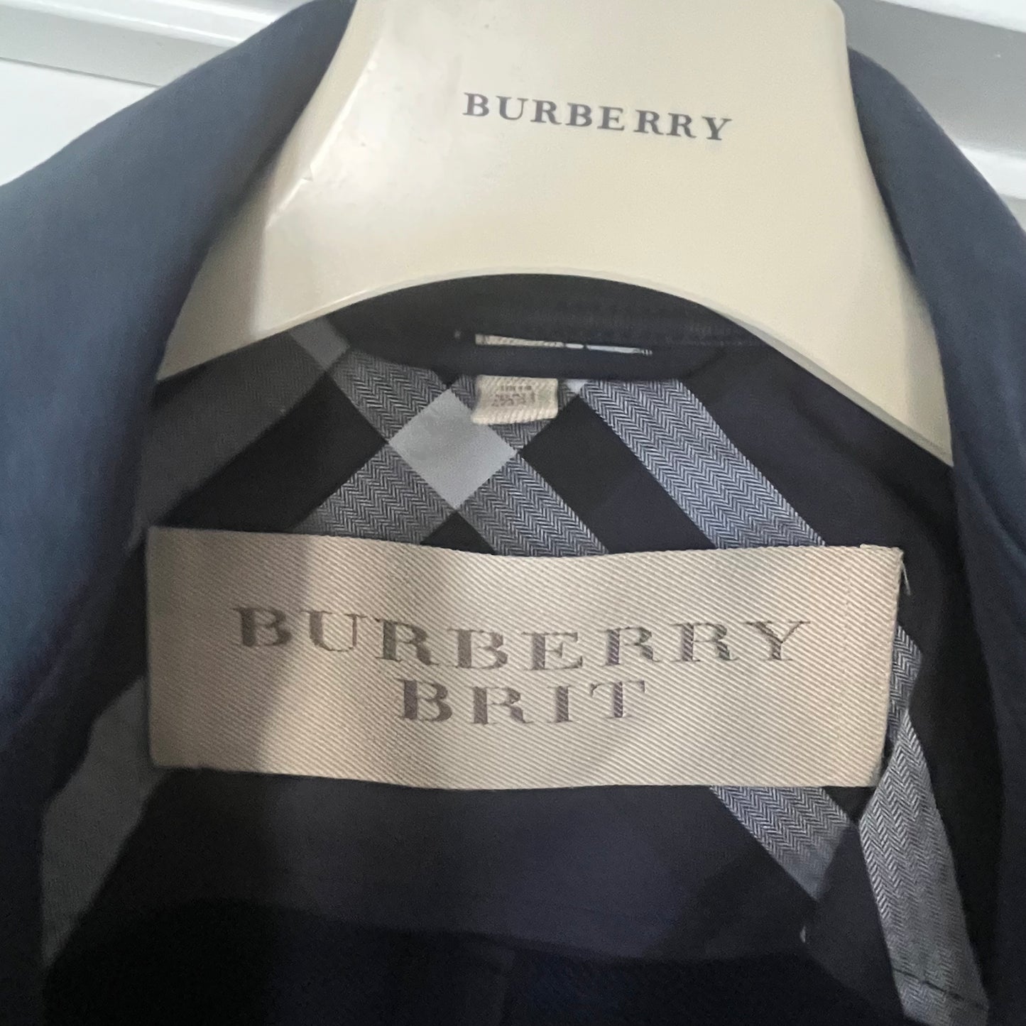 Burberry Brit Cotton Navy Blue Pea Coat Jacket Size 12