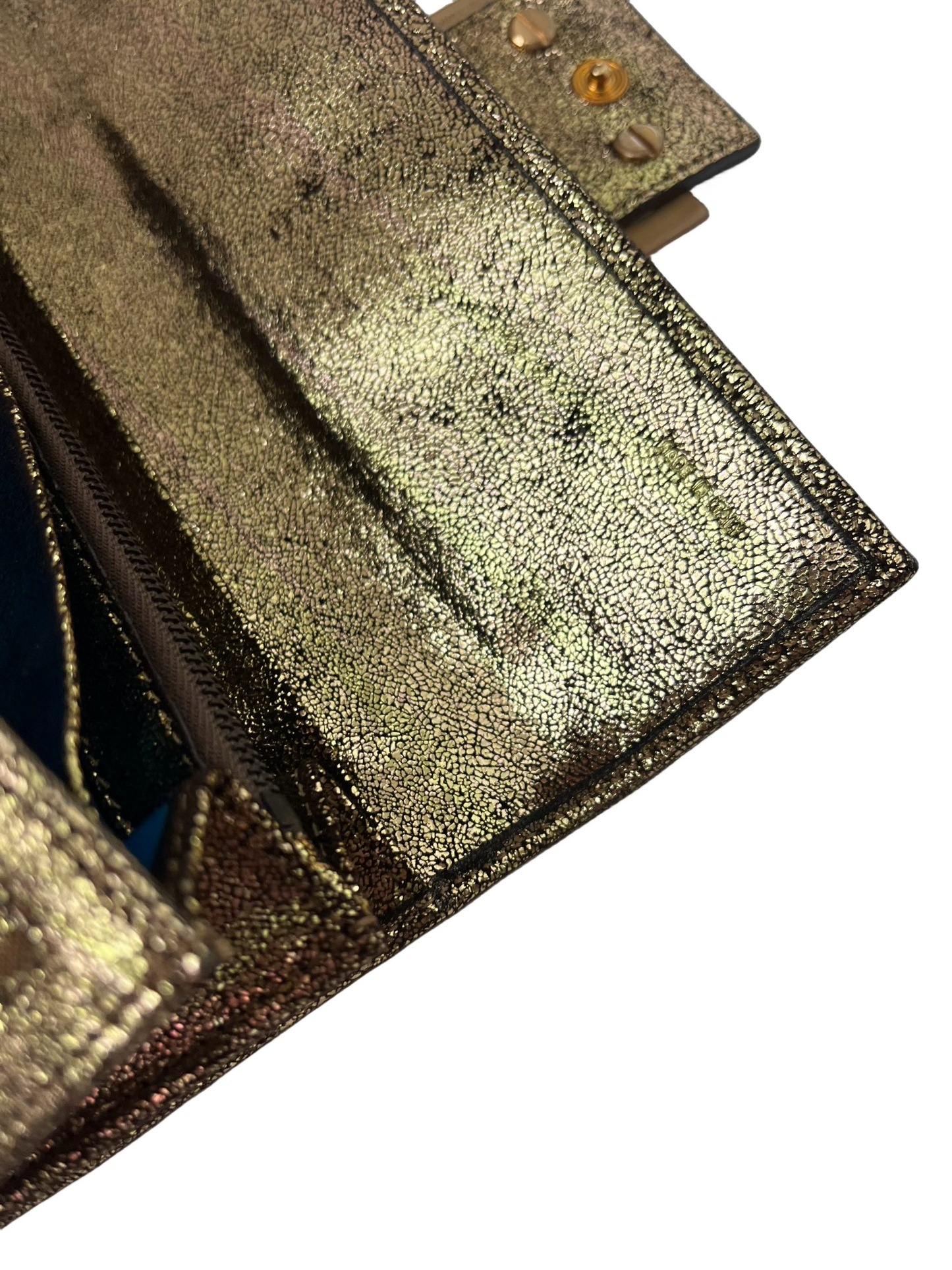 Rare Fendi Gold Zucca Print Shimmer Wallet