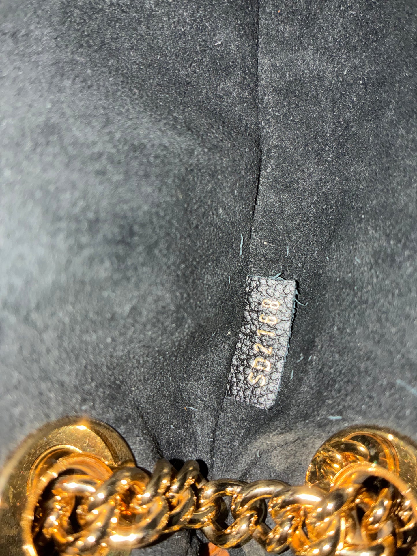 Louis Vuitton Monogram Surene BB Handbag in Black with Gold Chain