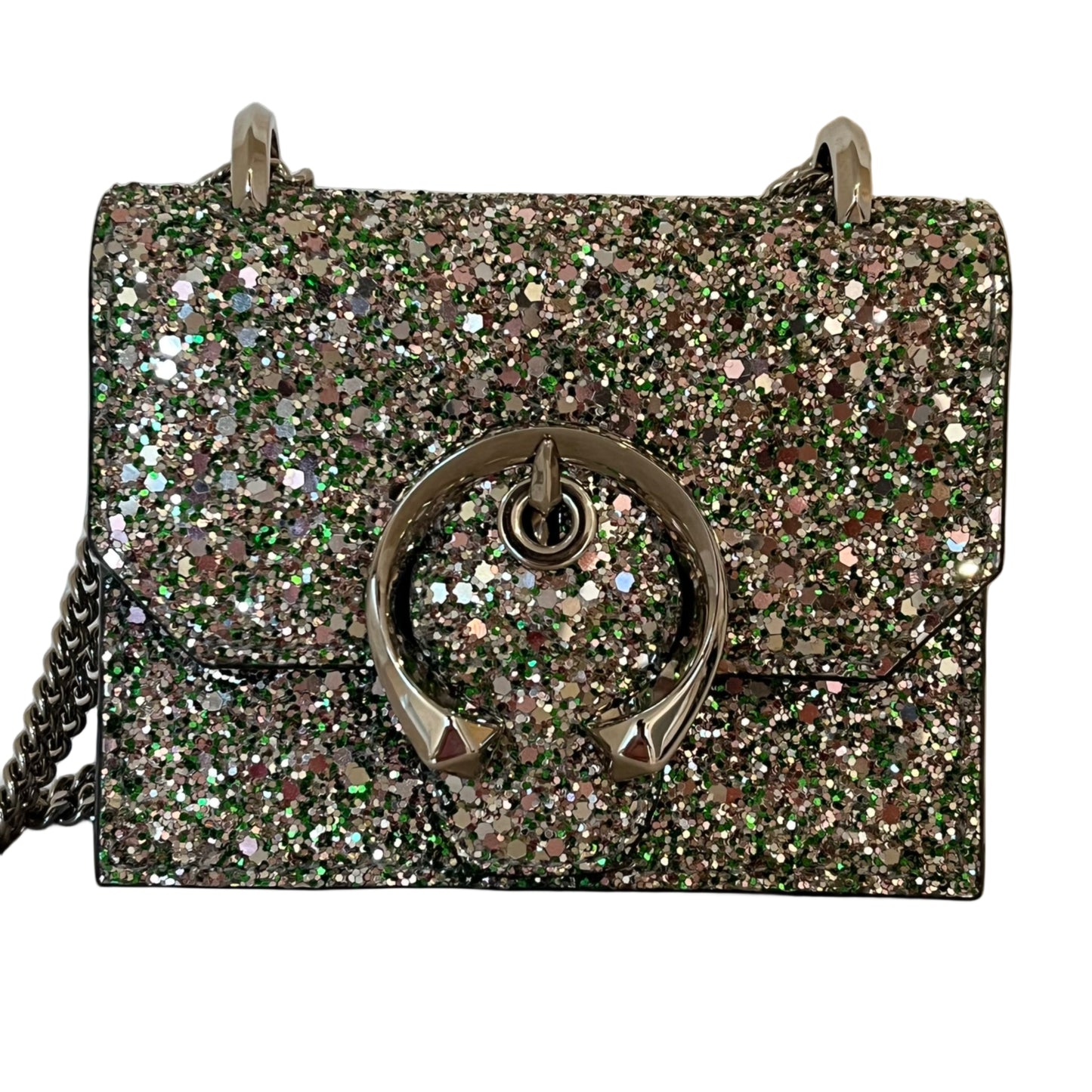 Jimmy Choo Mini Paris Peppermint Glitter Evening Bag